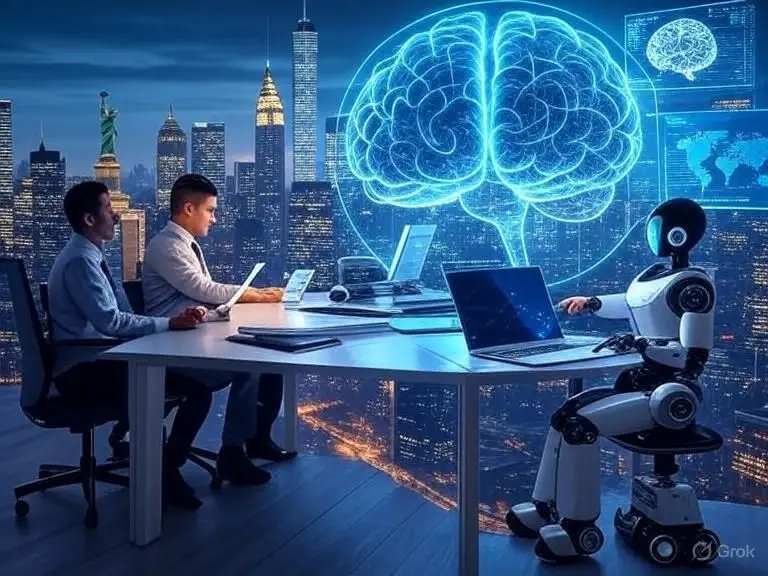 "Digital brain on USA map, Agentic AI innovation trends 2025 in tech hubs"